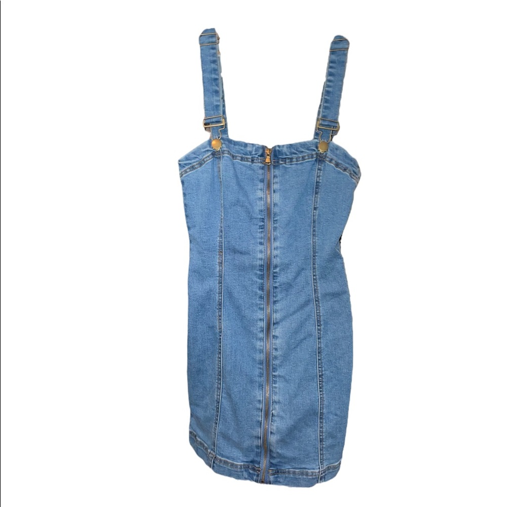 NWOT Denim Zip Front Mini Dress Size Small